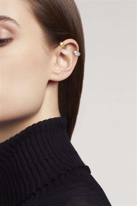 chanel earring with cuff|Chanel coco crush earrings.